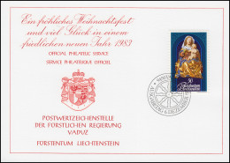 Liechtenstein 814 Weihnachten - Grußkarte Zum Jahreswechsel 1983 - Cartoline Maximum