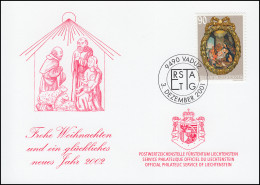 Liechtenstein 1276 Weihnachten - Grußkarte Zum Jahreswechsel 2002 - Cartes-Maximum (CM)