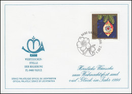Liechtenstein 1161 Weihnachten - Grußkarte Zum Jahreswechsel 1998 - Maximum Cards