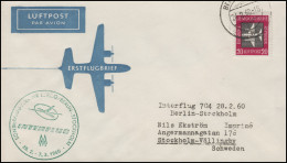 Luftpost INTERFLUG IF 704 Berlin-Kobenhagen 28.2.60, Drucksache BERLIN 24.2.60 - Airmail