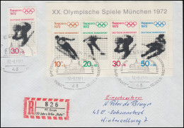 Sonder-R-Zettel 20 Jahre ARGE Ruhr Auf R-Bf. Mit Olympia-Block 6 SSt ESSEN 1971 - Etiquettes 'Recommandé' & 'Valeur Déclarée'