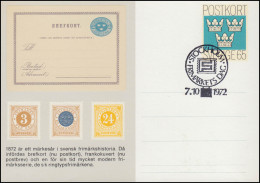 Schweden Postkarte P 93 Tag Der Briefmarke 1972, FDC Stockholm FRIMÄRKETS DAG - Postal Stationery