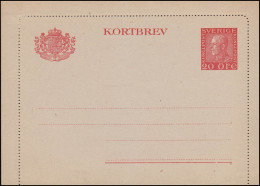 Schweden Kartenbrief K 29II V KORTBREV 20 Öre, Gezähnt 11 1/2, ** Postfrisch - Ganzsachen
