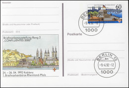 PSo 26 Briefmarkenausstellung CONFLUENTES 2000 Koblenz 1992, VS-O Berlin 9.4.92 - Cartes Postales - Neuves