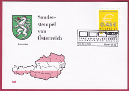 Österreich MNr. 2402 Sonderstempel 14. 3.  2003, Graz Kulturhauptstadt - Covers & Documents