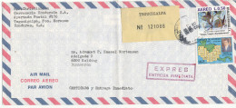 Honduras Express Air Mail Cover Sent To Denmark 23-1-1988 Multi Franked On Front And Backside Of The Cover (the MAP Stam - Honduras