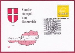 Österreich MNr. 2402 Sonderstempel  25. 4. 2004, Wien Marcel Prawy - Brieven En Documenten