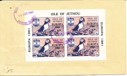 Isle Of Jethou Guernsey 18-12-1961 EUROPA With Cachet And Minisheet/label On The Backside Of The Cover - 1961