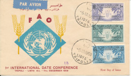 Libya FDC 5-12-1959 F. A. O. Complete Set With Cachet (hinged Marks On The Backside Of The Cover) - Libia