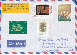 Iran Air Mail Cover Sent To Denmark With More Topic Stamps - Iran