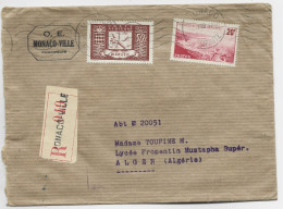 MONACO 20FR + PA 50FR LETTRE COVER REC MONACO VILLE 1949 POUR ALGERIE - Storia Postale