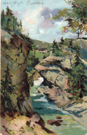 TAL MIT FLUSS - LANDSCHAF VALLE CON FIUME - PAESAGGIO - CARTOLINA FP ILLUSTRATA DA GUGGENBERGER E SPEDITA NEL PRIMO 900 - Guggenberger, T.