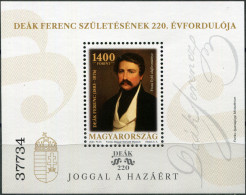 Hungary 2023. 220th Anniversary Of The Birth Of Ferenc Deak (MNH OG) S/S - Nuovi