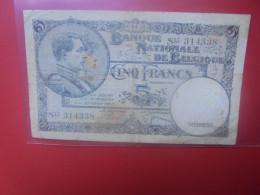 BELGIQUE 5 Francs 1938 Circuler (B.33) - 5 Francos