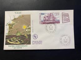 Enveloppe 1er Jour "Navire Scientifique Le Gauss" - 03/11/1984 - PA84 - TAAF - Iles Kerguelen - Bateaux - FDC