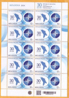2024 Moldova Sheet "30 Years Since The Accession Of The Republic Of Moldova At The Partnership For Peace" Mint - NATO