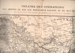 (guerre De 70)  Grande Carte Des Opérations  Armées Bazaine Et Mac Mahon - Cartes Topographiques
