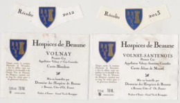 Lot 2 étiquettes HOSPICES DE BEAUNE " VOLNAY 1er CRU 2012 Et 2013 "  (3092)_ev564 - Bourgogne