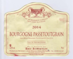 Etiquette " BOURGOGNE PASSETOUTGRAIN 2014 " Eric Bonnetain Propriétaire-Récoltant Auxey-Duresses (2434)_ev184 - Bourgogne