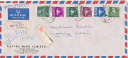 India Registered Air Mail Cover Sent To Sweden 15-9-1966 Topic Stamps - Luchtpost