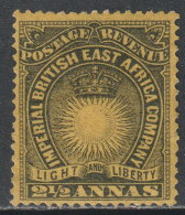 KUT East Africa Scott 17 - SG7c, 1890 Sun And Crown 2.1/2a MH* - British East Africa