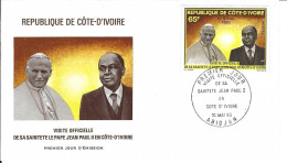 Envellope COTE D'IVOIRE 1e Jour N° 538 Y & T Pape Jean Paul II - Costa D'Avorio (1960-...)