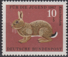 1967 Deutschland > BRD, ** Mi:DE 529, Sn:DE B422, Yt:DE 387, Wildkaninchen, Pelztiere - Game