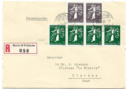 97 - 6 - Enveloppe Recommandée Envoyée De Zürich 1939 - Timbres "se-tenant" - Se-Tenant