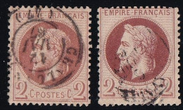 France N°26A - 2 Nuances - Oblitéré - TB - 1863-1870 Napoléon III Lauré