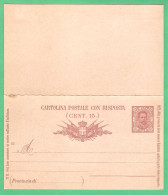 REGNO D'ITALIA 1891 CARTOLINA POSTALE BIGOLA UMBERTO I DOMANDA+RISPOSTA Mil. 92 (FILAGRANO C19) C 7,5+7,5 NUOVA - Interi Postali