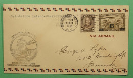 CANADA PRIMER VUELO 1933 GRINDSTONE ISLAND TO CHARLOTTETOWN BARREL MAIL - Altri (Mare)