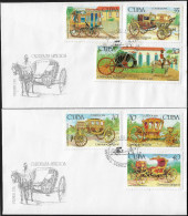 Cuba 1994 Y&T 3364 à 3369 Sur 2 FDC. Véhicules Anciens, Attelages. Voiture Publique 1860, Louis XV... - Diligencias