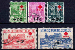 Tunisie  - 1946 - Tb Antérieurs Surch Croix Rouge  - N° 305 à 309  - Oblit - Used - Gebraucht