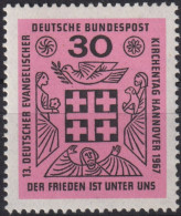 1967 Deutschland > BRD, ** Mi:DE 536, Sn:DE 972, Yt:DE 401, Jerusalemkreuz, Taube - Tauben & Flughühner