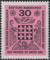 1967 Deutschland > BRD, ** Mi:DE 536, Sn:DE 972, Yt:DE 401, Jerusalemkreuz - Timbres