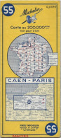 CARTE FRANCE  MICHELIN 55 CAEN PARIS - Cartes Routières