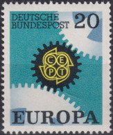 1967 Deutschland > BRD, ** Mi:DE 533, Sn:DE 969, Yt:DE 398, EUROPA, Zahnrad, Emblem - 1967