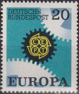 1967 Deutschland > BRD, ** Mi:DE 533, Sn:DE 969, Yt:DE 398, EUROPA, Zahnrad, Emblem - Usines & Industries