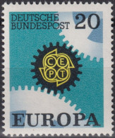 1967 Deutschland > BRD, ** Mi:DE 533, Sn:DE 969, Yt:DE 398, EUROPA, Zahnrad, Emblem - Usines & Industries