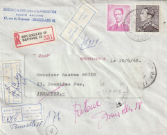 1968, Registered Letter From Brussel To Jemappes, Not Taken Away - Storia Postale
