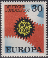 1967 Deutschland > BRD, ** Mi:DE 534, Sn:DE 970, Yt:DE 399, EUROPA, Zahnrad, Emblem - 1967