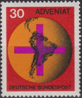 1967 Deutschland > BRD, ** Mi:DE 545, Sn:DE 977, Yt:DE 410, Adveniat, Kreuz Vor Weltkugel, Mittel Und Südamerika - Cristianismo