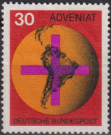 1967 Deutschland > BRD, * Mi:DE 545, Sn:DE 977, Yt:DE 410, Adveniat, Kreuz Vor Weltkugel, Mittel Und Südamerika - Cristianismo