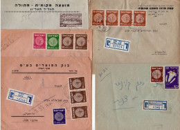 Israel 1952-1954 Interesting Post Marks Lot Of 5 Registered Cover II - Covers & Documents