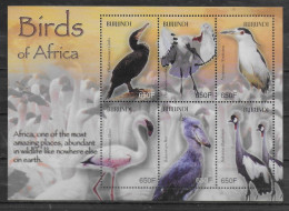 BURUBDI  Feuillet N° 1082/87  * *  ( Cote 18e )  Oiseaux Cigogne Cygne Grue - Storks & Long-legged Wading Birds