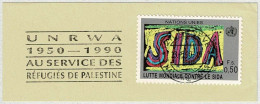 UNO Genève 1990, Flaggenstempel UNRWA Service Des Réfugiés De Palestine - Réfugiés