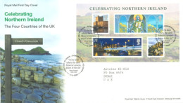 GREAT BRITAIN - 2008, FDC OF MINIATURE STAMPS SHEET OF CELEBRATING NORTHERN IRELAND, FOUR COUNTRIES OF UK. - Lettres & Documents