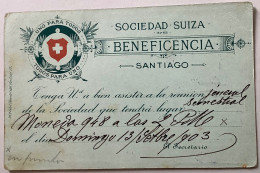 ADVERTISEMENT SOCIEDAD SUIZA 1903Santiago Chile 1c Postal Stationery Card (Schweizer Heimat-Verein Schweiz - Chili