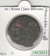 CRE3023 MONEDA ROMANA AS JANO BIFRONTE PROA - Altri & Non Classificati