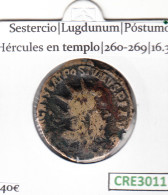CRE3011 MONEDA ROMANA SESTERCIO LUGDUNUM POSTUMO HERCULES 260-269 - Other & Unclassified